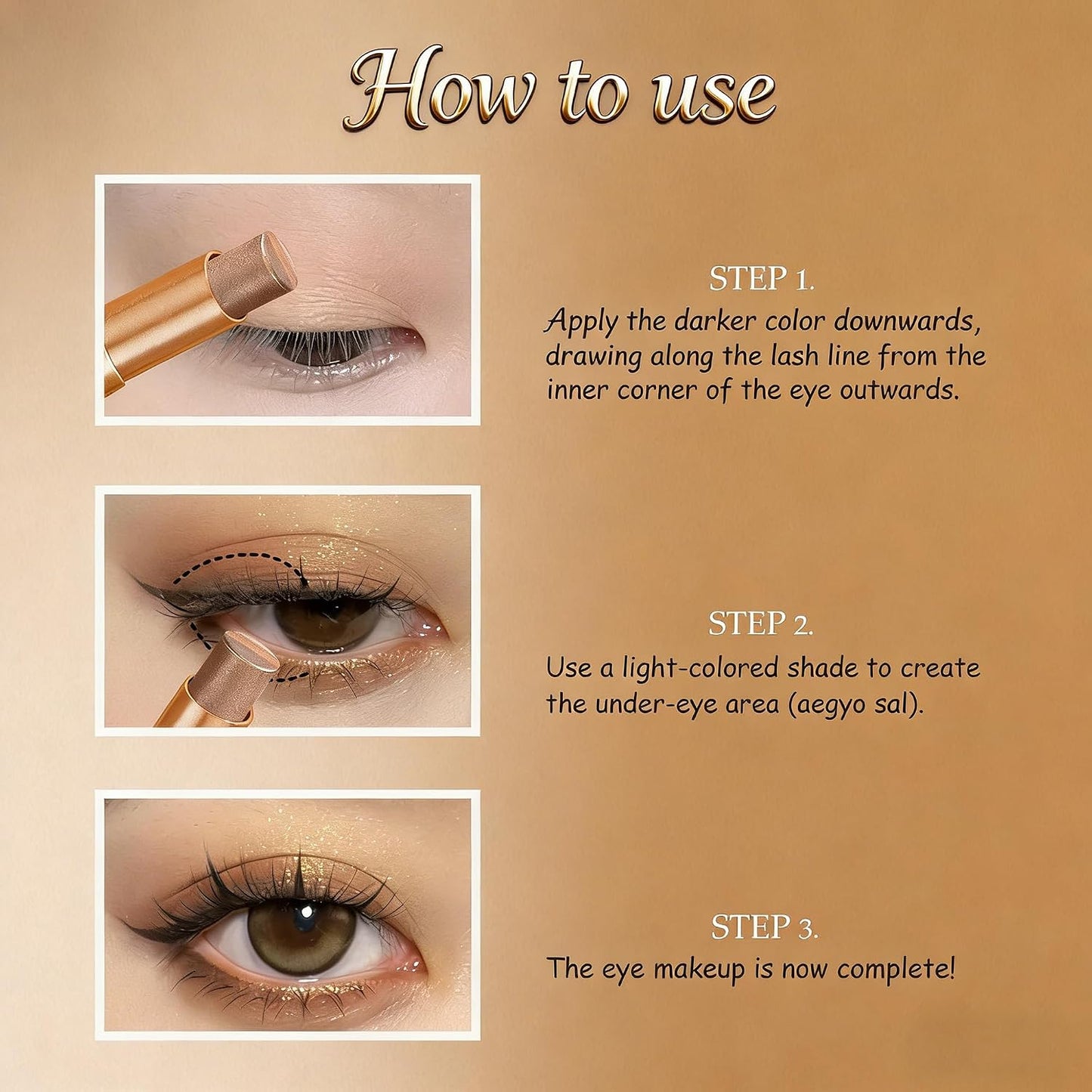 4-Pcs 3-in-1 Gradient Eyeshadow Stick Set – One-Swipe Waterproof Shimmer Glow For Effortless Eye Makeup