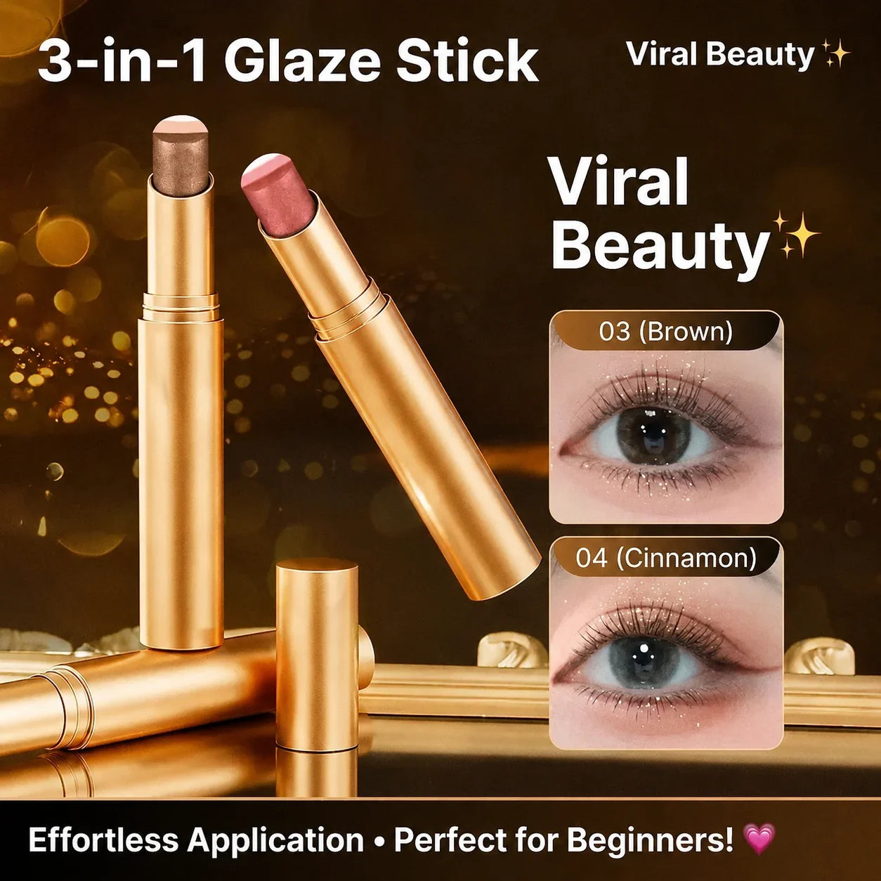 4-Pcs 3-in-1 Gradient Eyeshadow Stick Set – One-Swipe Waterproof Shimmer Glow For Effortless Eye Makeup