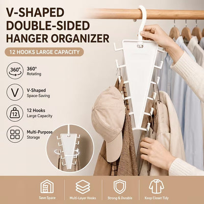 🔥LAST DAY - BUY 4 GET 4 FREE 🎁 Multi-Functional V-Shaped Double Sided Hanger Storage Rack