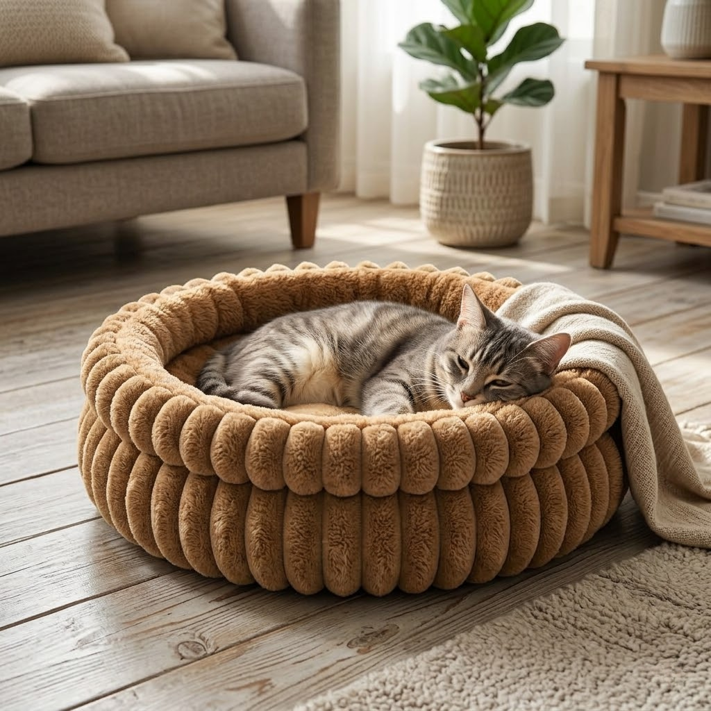 Premium Plush Round Pet Mat