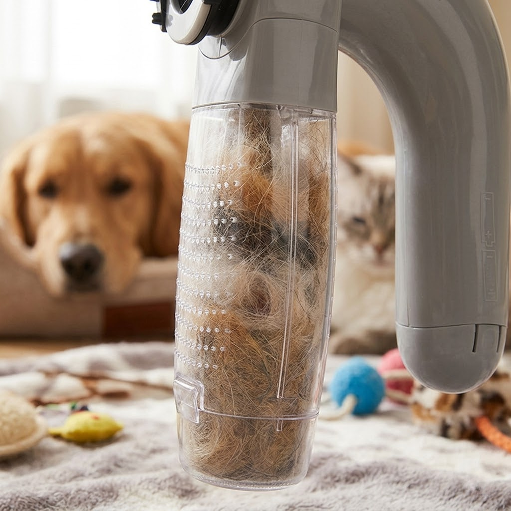 Portable Electric Pet Hair Vacuum & Grooming Tool