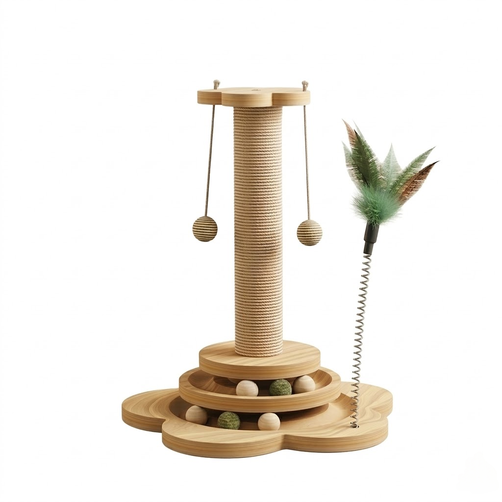 Solid Wood Multifunctional Cat Scratching Post